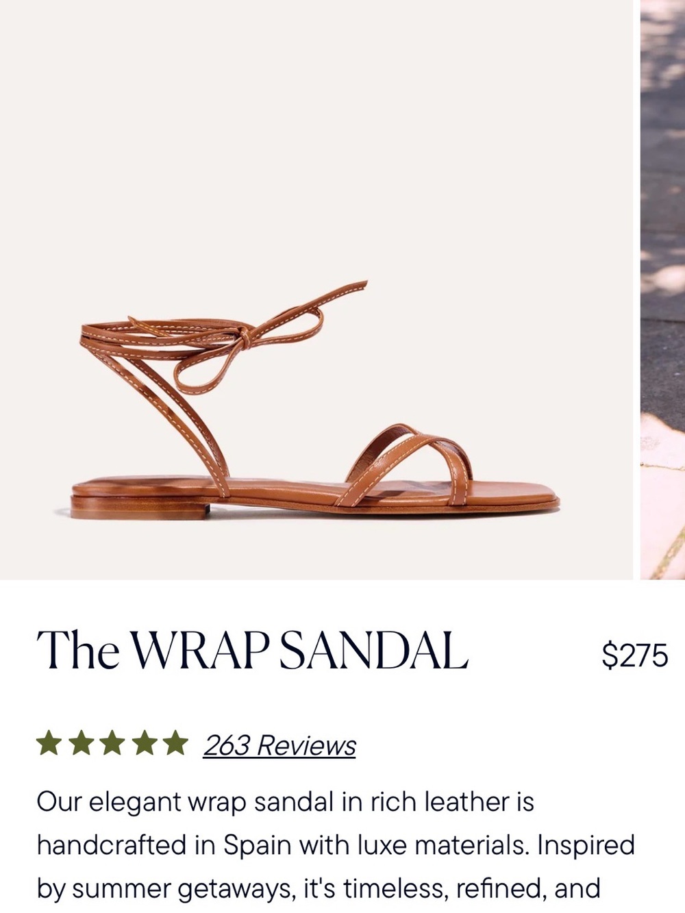Margaux The Wrap Sandal - Brown Leather Women's Flat Sandal Sz 41 (10)
